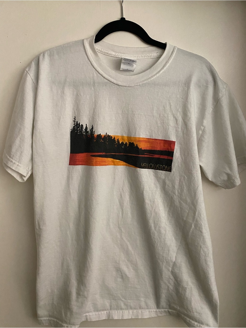 Gildan White Short Sleeve Tee with Sunset Landscape Graphic